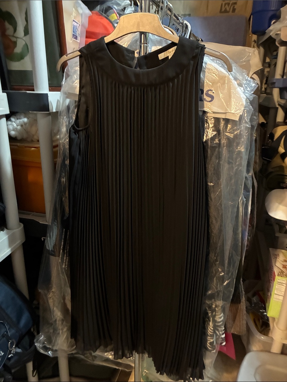 Boden Black Pleated Sleeveless Shift Dress